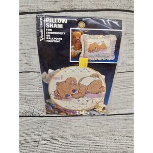 Vogart Crafts Pillow Sham embroidery ball point painting sweet dreams baby bear